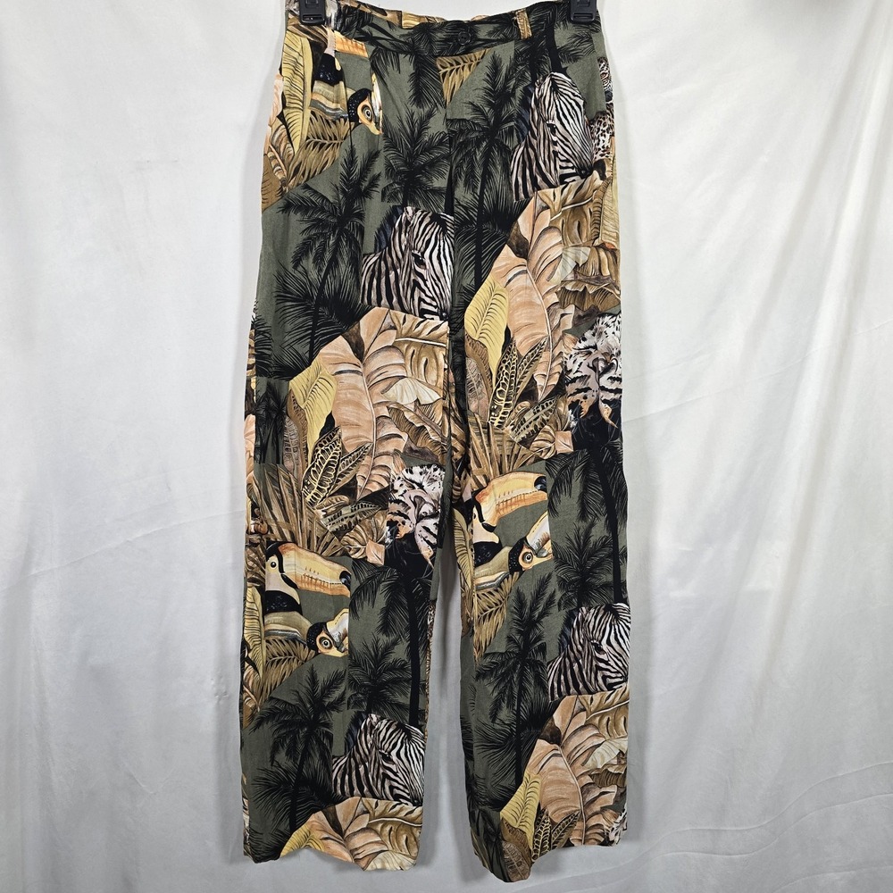 Vintage Alberto Makali‎ Jungle Safari Theme Pants High Rise Straight Leg Size 4